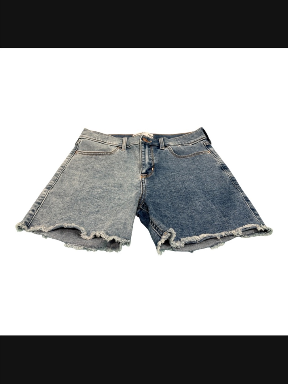 abercrombie kids Two-Tone Frayed Hem Denim Shorts - Light Blue & Dark Blue